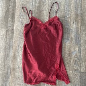 VS red lace silk nightgown